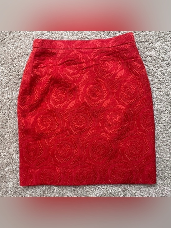 Escada Couture Dresses & Skirts - Vintage Escada Couture red floral pencilskirt classic Christmas luxury wool silk